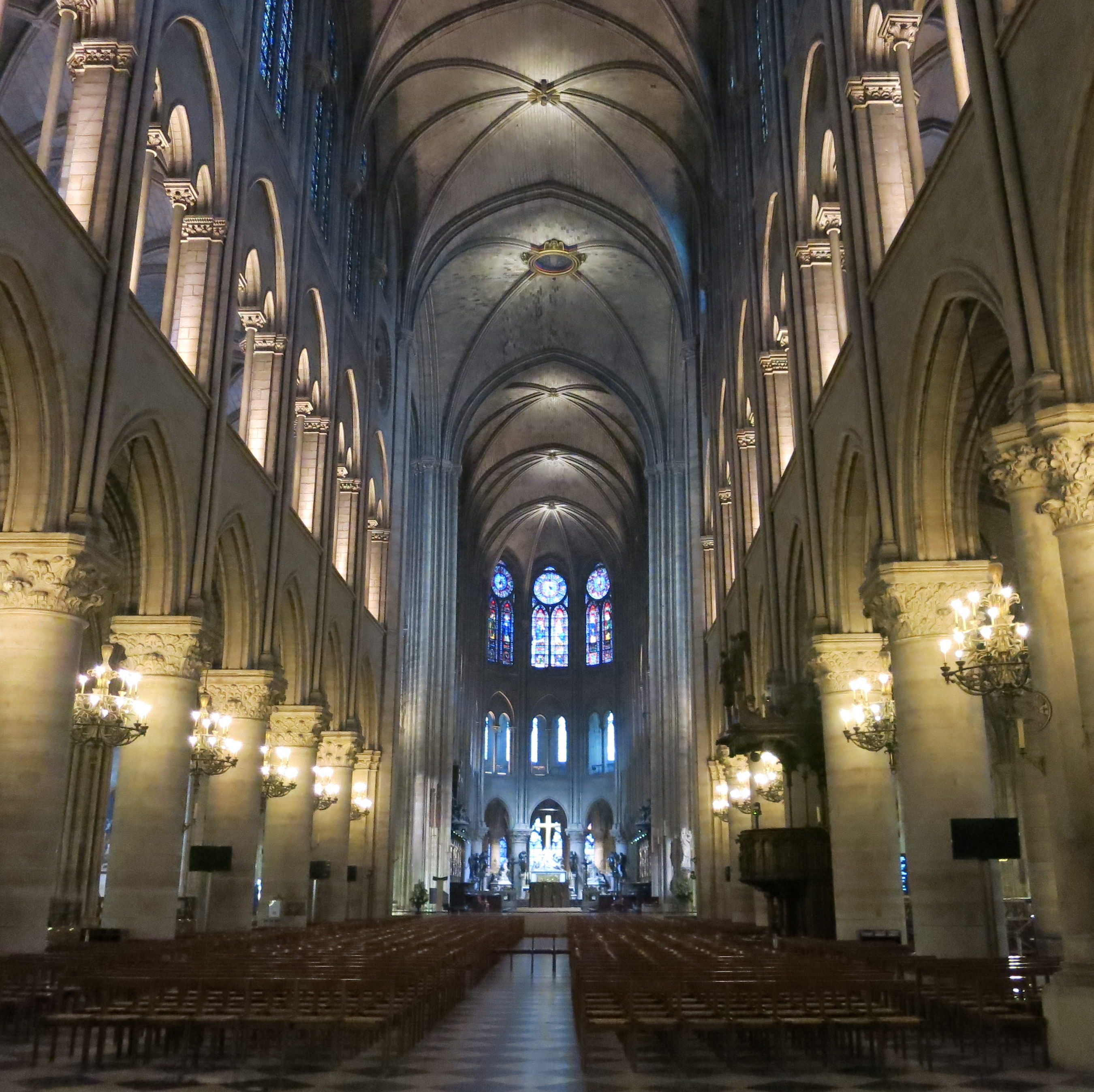 Interior of the Notre Dame Cathedral in Paris